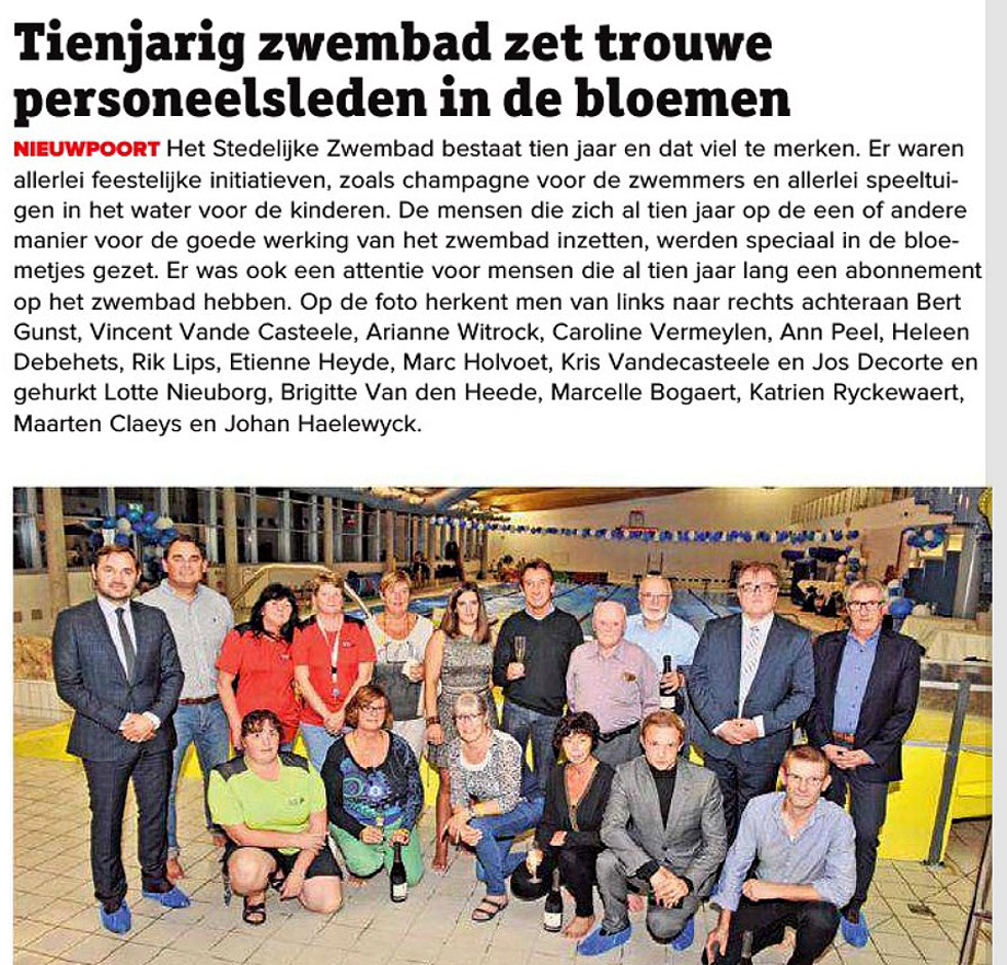 10 jaar zwembad nieuwpoort